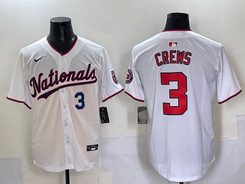 Men 2025 Washington Nationals #3 Crews White Game Nike MLB Jersey style 3->washington nationals->MLB Jersey